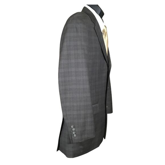 Tasso Elba Men’s Blazer 40R Brown Plaid – Reda Super 120s 100% Pure New Wool - Picture 4 of 16